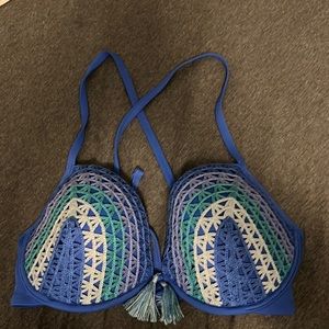 Bathing suit top royal blue with different shades of blue size 36D